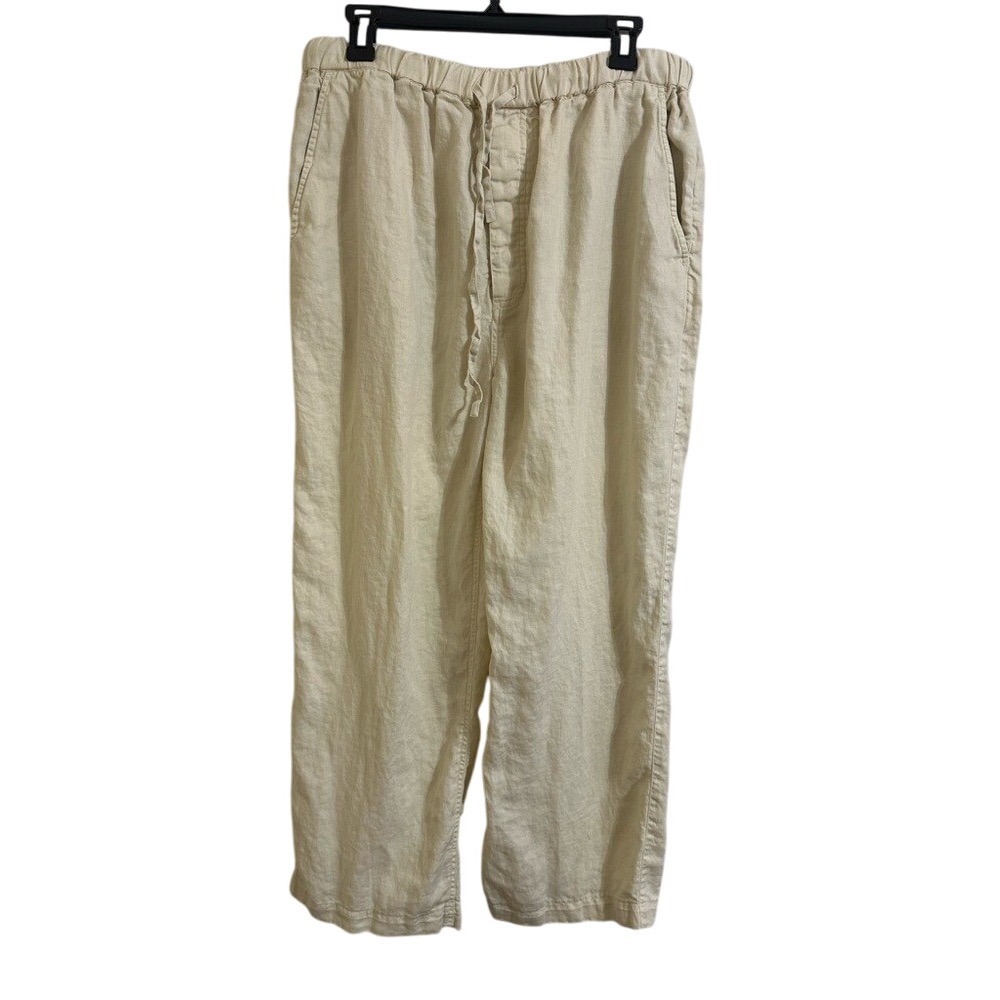 Martin Gordon Linen Cream Chinos with Relaxed Fit and‎ Elastic Waist